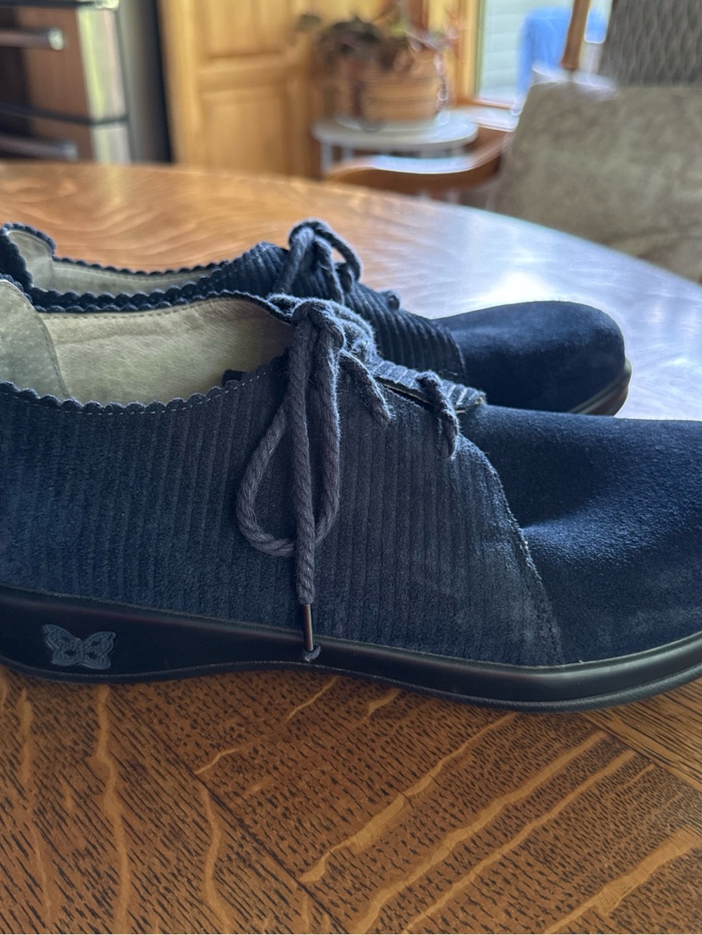 Alegria Navy Corduroy & Suede Lace-Up Pyper Oxford EU 41 US 10.5-11 - Picture 2 of 14